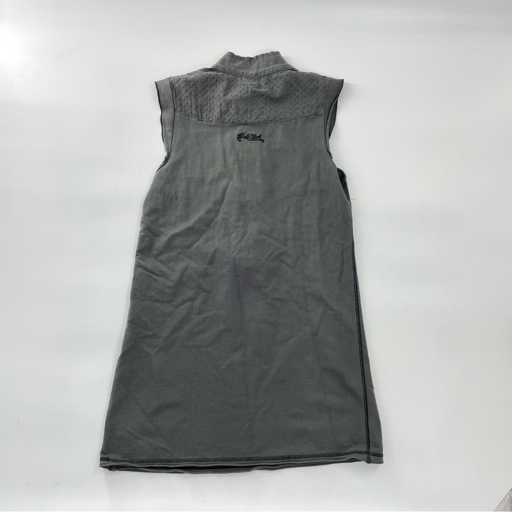 Hale Bob Grey Cotton Sleeveless Eyelet Trim Boho Minimalist mini dress NWOT - Picture 6 of 11